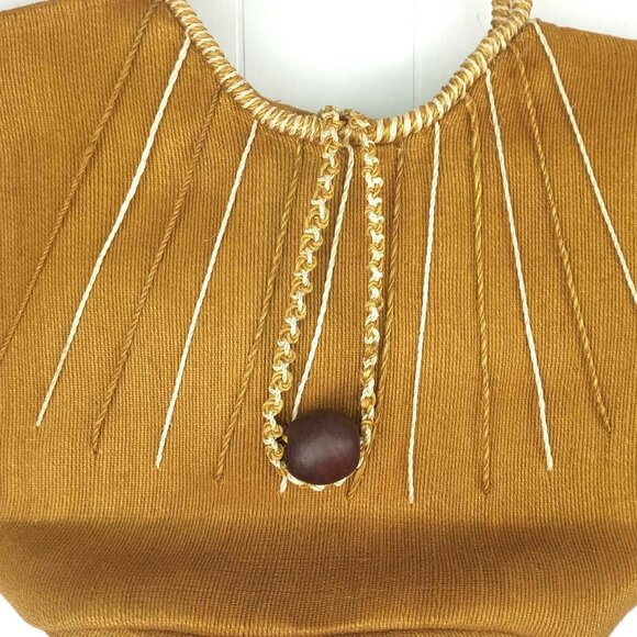 Large Jute Tote Bag With Rope Handles & Wooden Bead Detail - Picture 4 of 9